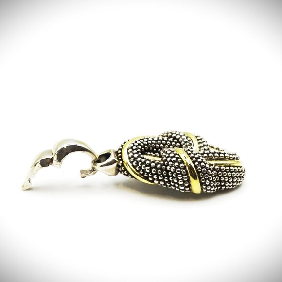 LAGOS Caviar Collection Sterling Silver & 18K Gold Pendant & Chain Necklace - Picture 6 of 12